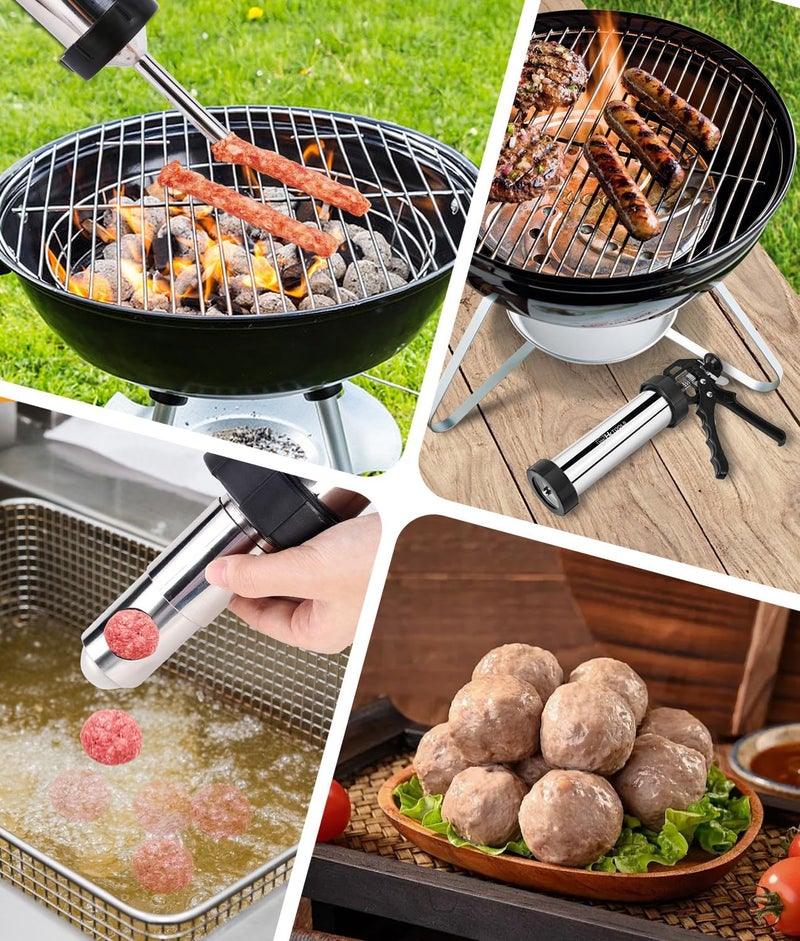 H & K 5rd Gen 2.5 LB Jerky Gun Kits, Jerky Maker Gun, Meatball Maker, Stainless Steel Sausage Stuffer Jerky Making Gun with 6 Stainless Nozzles, 2 Cleaning Brushes, 1 Stomper - Image 3