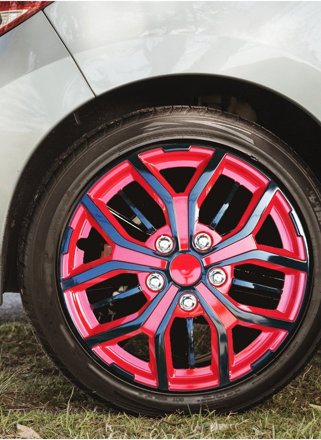 EMTC Pack of 4 EM-3142 Taiwan Wheel Cover | 16" Inch | Black Red Q Universal Nested Style  - Image 3