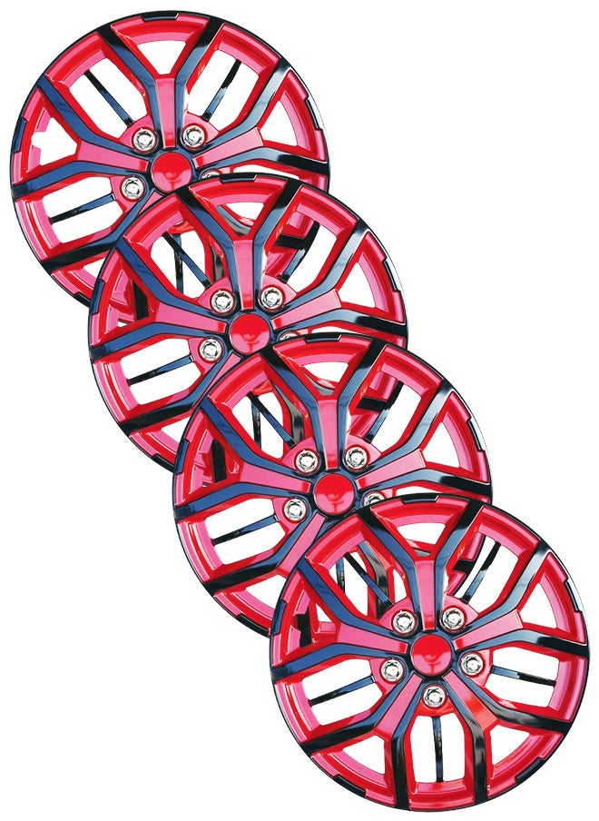 EMTC Pack of 4 EM-3142 Taiwan Wheel Cover | 16" Inch | Black Red Q Universal Nested Style  - Image 1