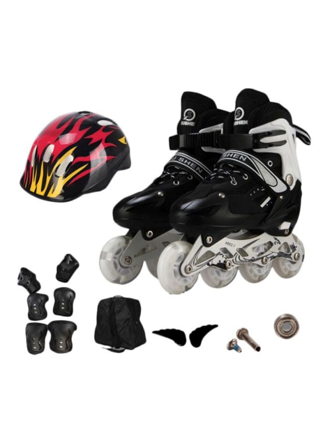 حذاء تزلج بعجلات وامضة بالكامل مع بدلة واقية للأطفال الأولاد والبنات