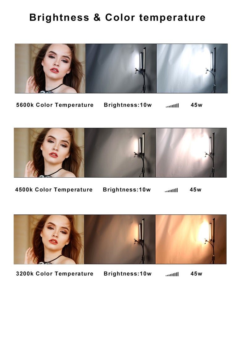 Kiboule 45W with Phone Holder Double Arms Beauty Light 3200K-5600K with 2 Meter adjustable Tripod Stand,Remote control，LCD Screen for Makeup,Manicure,Tattoo,Live Streaming - Image 2