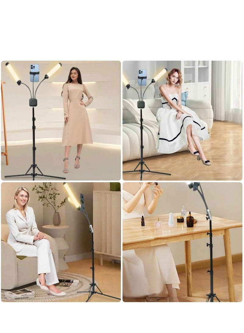 Kiboule 45W with Phone Holder Double Arms Beauty Light 3200K-5600K with 2 Meter adjustable Tripod Stand,Remote control，LCD Screen for Makeup,Manicure,Tattoo,Live Streaming - Image 5