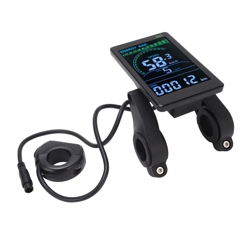 شاشة عرض LCD دراجة نارية كهربائية M6C - لوحة تحكم شاشة عرض دراجة نارية كهربائية من ABS مع كابل ماء مقاوم 6 دبابير وموصل لمصباح الأمام للدراجات الكهربائية 24 فولت 36 فولت 48 فولت 60 فولت - Image 5