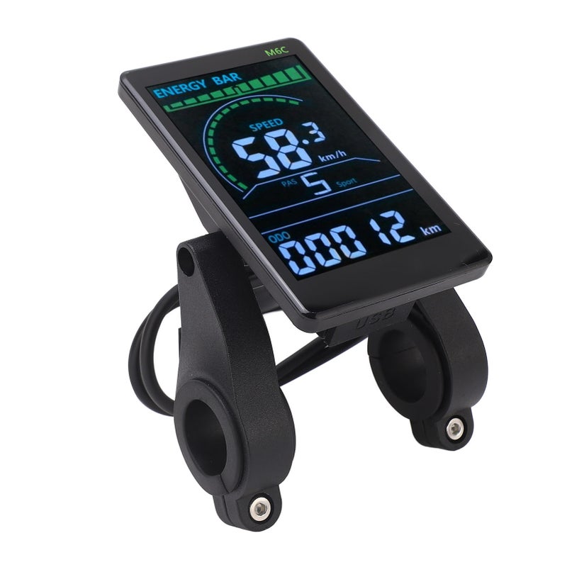 شاشة عرض LCD دراجة نارية كهربائية M6C - لوحة تحكم شاشة عرض دراجة نارية كهربائية من ABS مع كابل ماء مقاوم 6 دبابير وموصل لمصباح الأمام للدراجات الكهربائية 24 فولت 36 فولت 48 فولت 60 فولت - Image 2