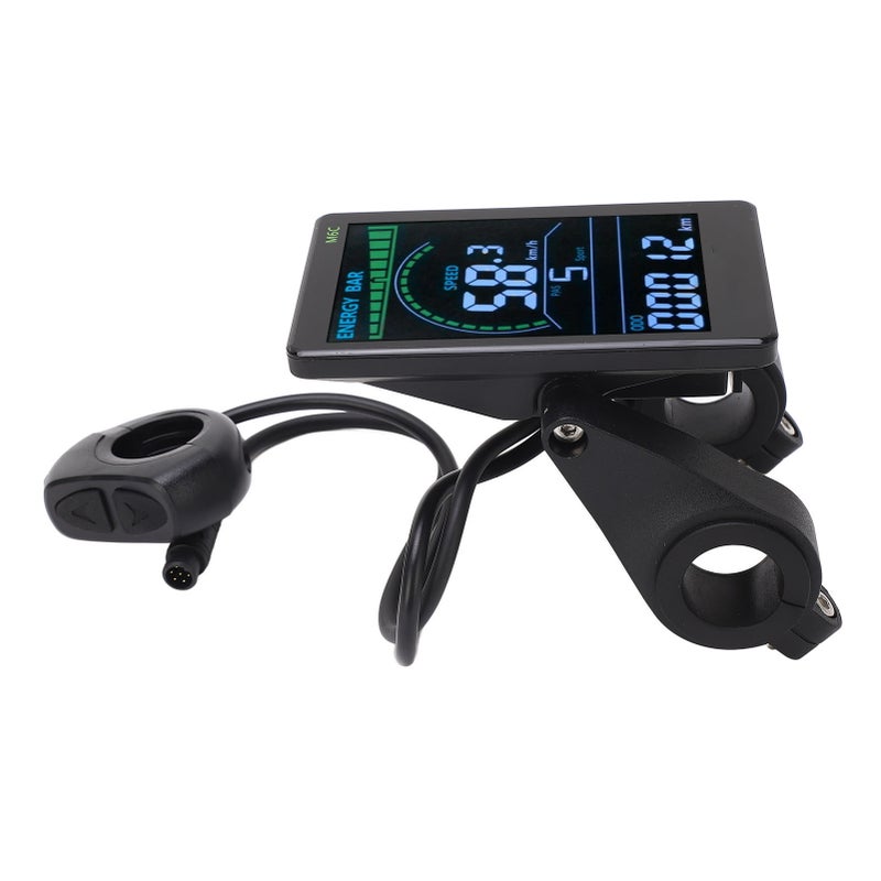 شاشة عرض LCD دراجة نارية كهربائية M6C - لوحة تحكم شاشة عرض دراجة نارية كهربائية من ABS مع كابل ماء مقاوم 6 دبابير وموصل لمصباح الأمام للدراجات الكهربائية 24 فولت 36 فولت 48 فولت 60 فولت - Image 4