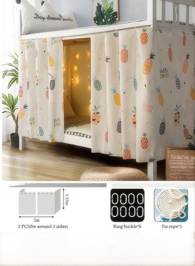 JUNYOUK 2 Pcs Private Bed Curtain At The Bottom Of The Bunk Bed, Breathable And Dustproof Single Bed Blackout Curtain, Dormitory Family Bed Curtain, Can Cover 3 Sides - Image 2