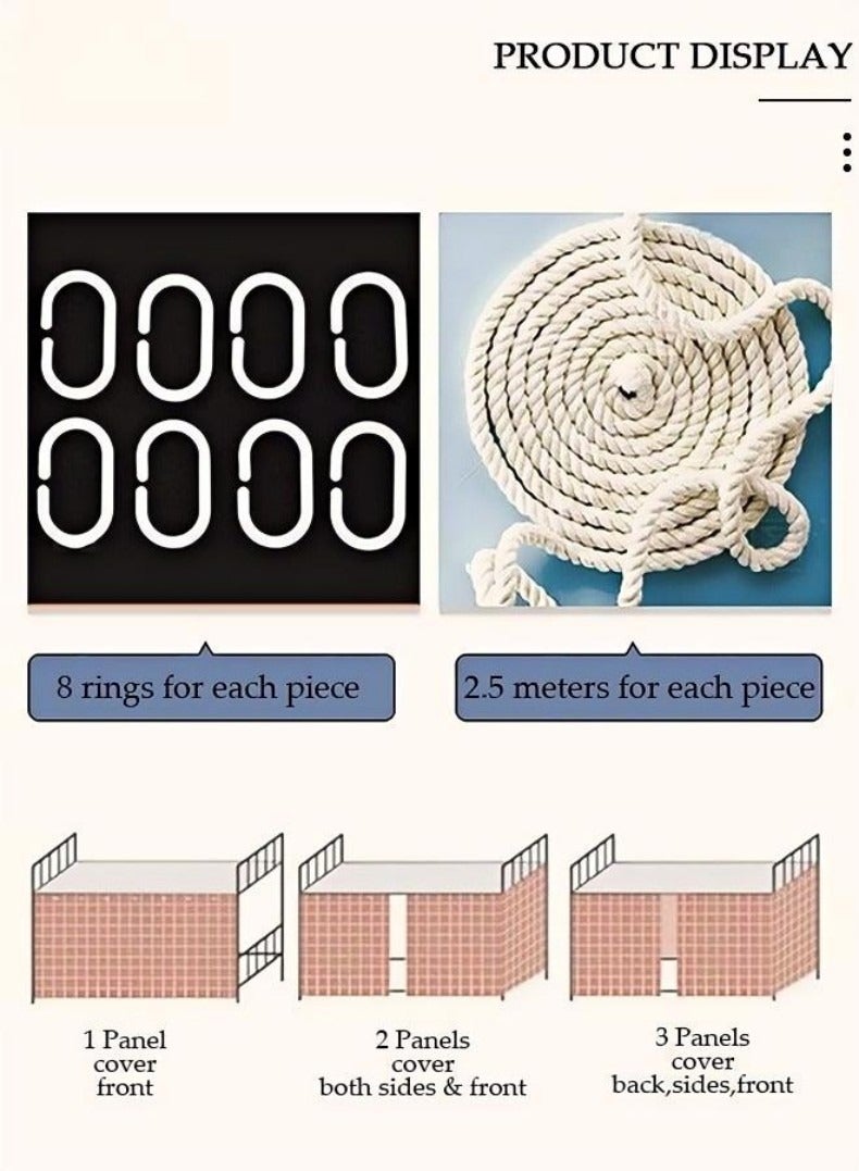 JUNYOUK 2 Pcs Private Bed Curtain At The Bottom Of The Bunk Bed, Breathable And Dustproof Single Bed Blackout Curtain, Dormitory Family Bed Curtain, Can Cover 3 Sides - Image 4