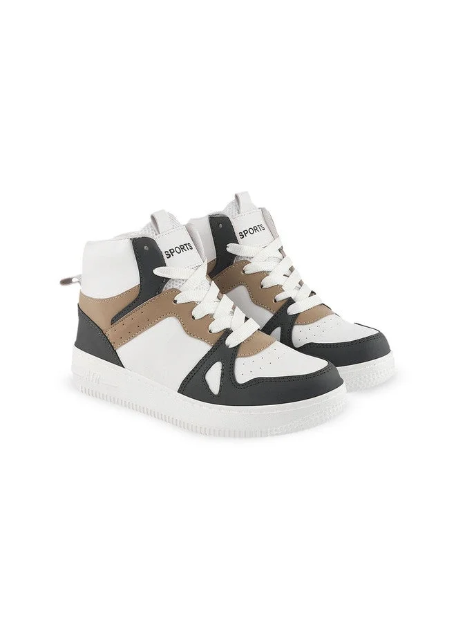 شوتوبيا Shoetopia Girls Colourblocked Mid-Top Round Toe Sneakers