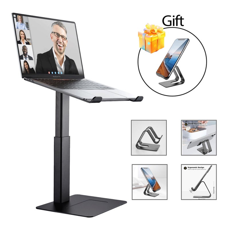 DEEDRR Laptop Stand for Desk, Ergonomic Sitting and Standing Laptop Riser for Notebook MacBook 11-17 Inchesï¼ŒDJ Laptop Stand Adjustable Height from 7-15 Inches Aluminum(Black) - Image 2