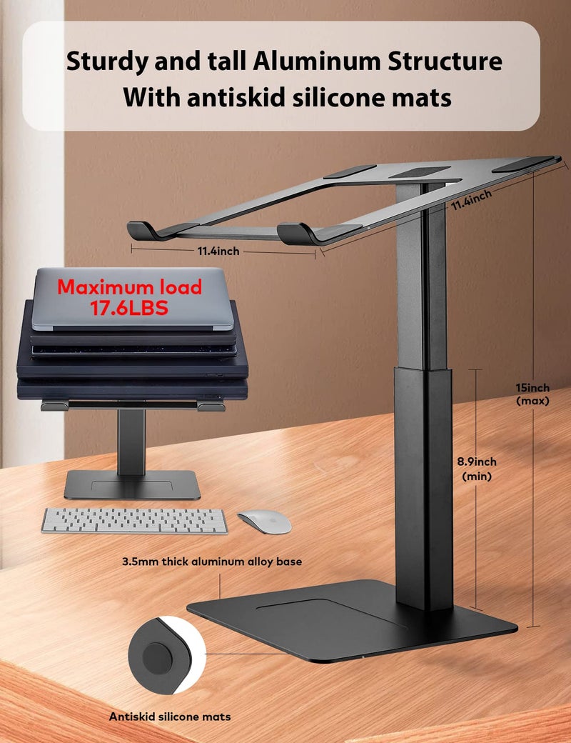 DEEDRR Laptop Stand for Desk, Ergonomic Sitting and Standing Laptop Riser for Notebook MacBook 11-17 Inchesï¼ŒDJ Laptop Stand Adjustable Height from 7-15 Inches Aluminum(Black) - Image 5
