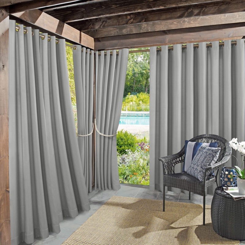 Sun Zero Sun Zero Marina IndoorOutdoor UV Protectant Energy Efficient Grommet Curtain Panel 54 x 84 Gray