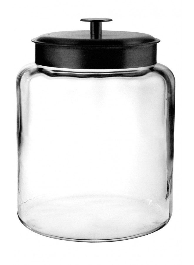Anchor Hocking 2 Gallon Montana Glass Jar with Lid (2 piece, black metal, dishwasher safe) - Image 1