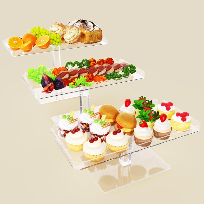 Bakzon Dessert Cupcake Stand 3 Set Acrylic Tiered Serving Tray for Dessert Table Display Cup Cake Holder for Tea PartyBirthdayWedding