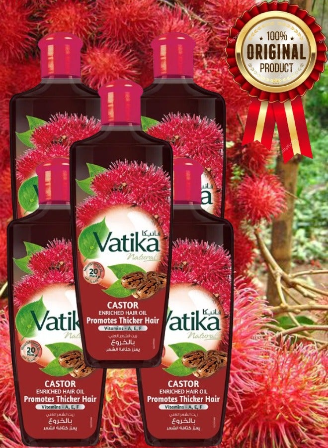 فاتيكا 5 قطع زيت الشعر فاتيكا ناتشورالز الغني بالخروع 200مل - Image 1