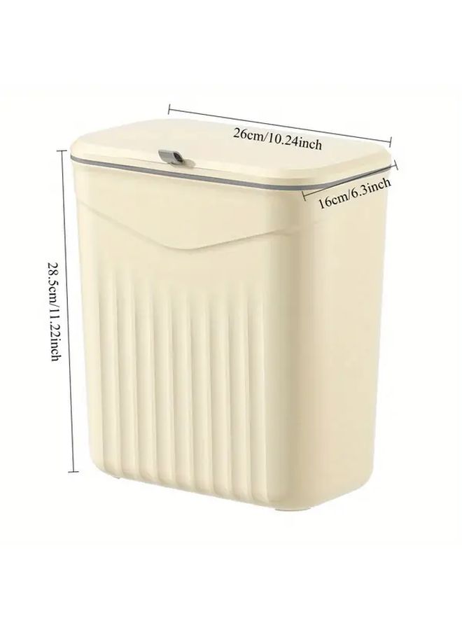 White Wall Mounted Trash Can Flip Lid No Drill Kitchen Bathroom Waste Bin - Image 5