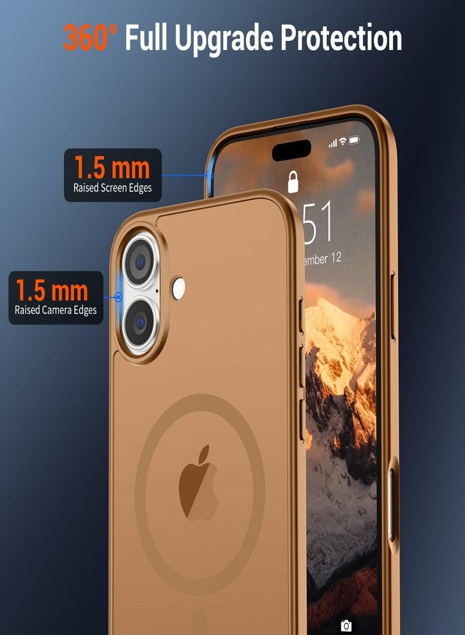 استلق جراب SUPFINE المغناطيسي لهاتف iPhone 16 (متوافق مع MagSafe) (حماية من السقوط بمعايير عسكرية) جراب رفيع شفاف غير لامع مقاوم للصدمات ومضاد لبصمات الأصابع، بني - Image 4