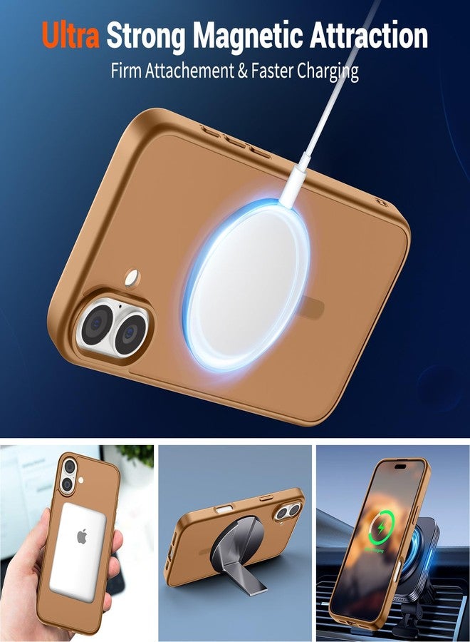 استلق جراب SUPFINE المغناطيسي لهاتف iPhone 16 (متوافق مع MagSafe) (حماية من السقوط بمعايير عسكرية) جراب رفيع شفاف غير لامع مقاوم للصدمات ومضاد لبصمات الأصابع، بني - Image 5