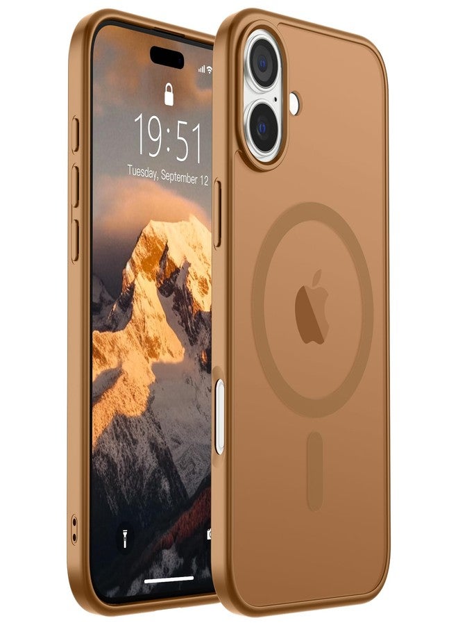 استلق جراب SUPFINE المغناطيسي لهاتف iPhone 16 (متوافق مع MagSafe) (حماية من السقوط بمعايير عسكرية) جراب رفيع شفاف غير لامع مقاوم للصدمات ومضاد لبصمات الأصابع، بني - Image 1