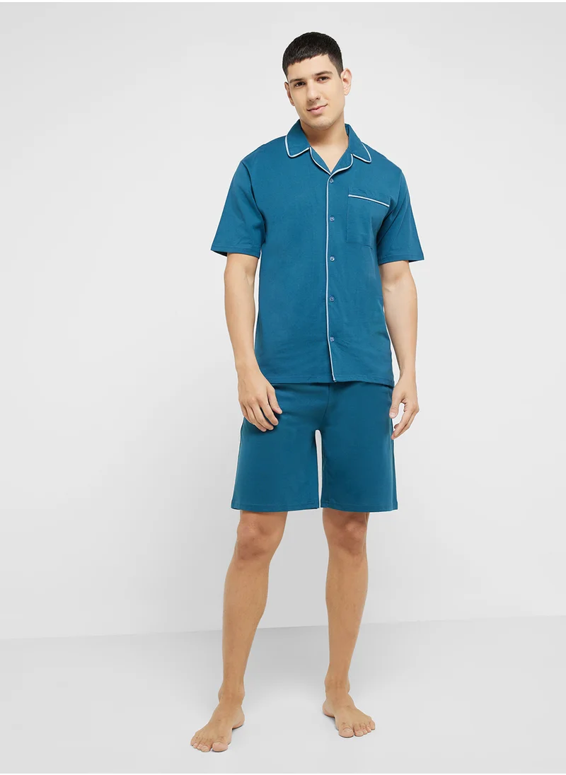 Robert Wood Nightwear Shirt & Shorts Sets