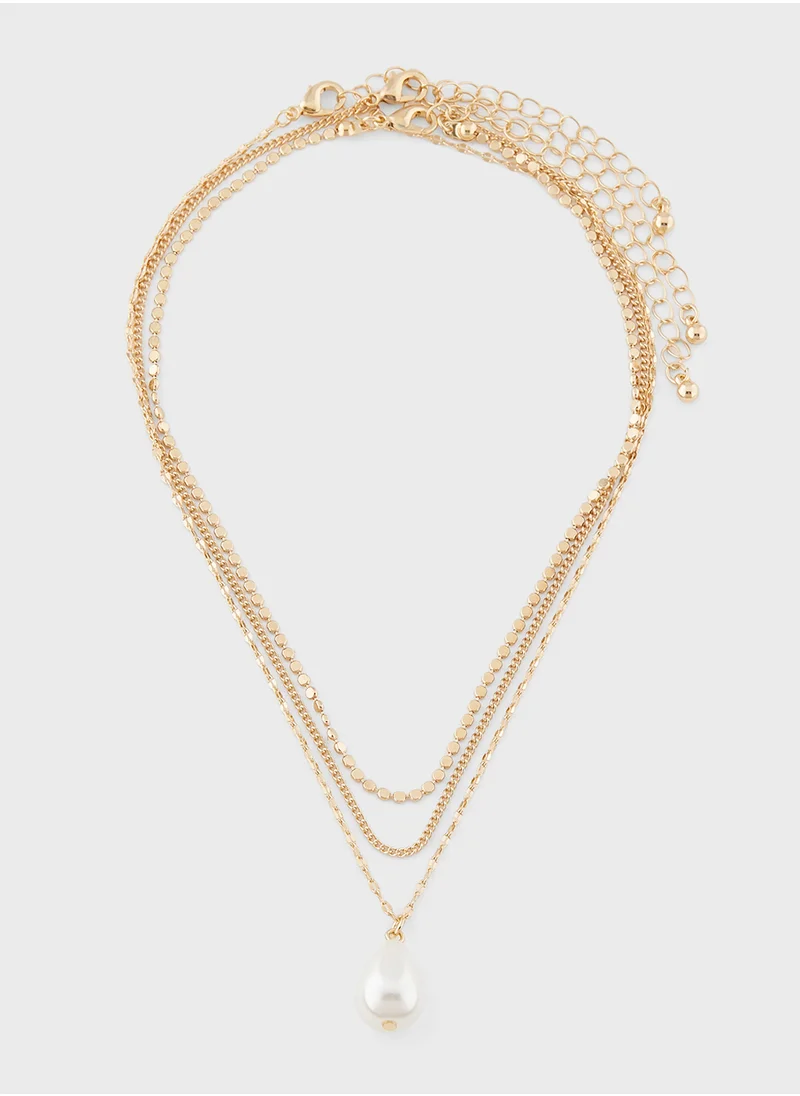 ELLA 3 Pack Pearl Pendant Necklace