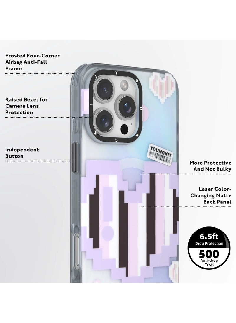 يونج كيت حافظة YOUNGKIT ذات بكسل متغير اللون لنبضات القلب لهاتف iPhone 16 Pro - Image 3