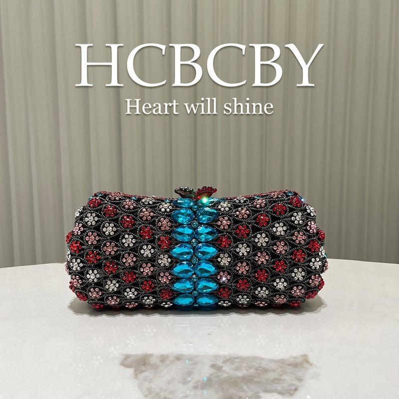 High-End Black Evening Bag Luxury Rhinestone Banquet Clutch Bag Women'S Color Contrast High-End Celebrity Dress Evening Bag - Image 2