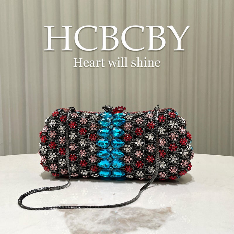 High-End Black Evening Bag Luxury Rhinestone Banquet Clutch Bag Women'S Color Contrast High-End Celebrity Dress Evening Bag - Image 3