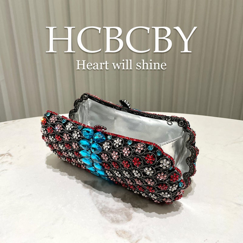 High-End Black Evening Bag Luxury Rhinestone Banquet Clutch Bag Women'S Color Contrast High-End Celebrity Dress Evening Bag - Image 4