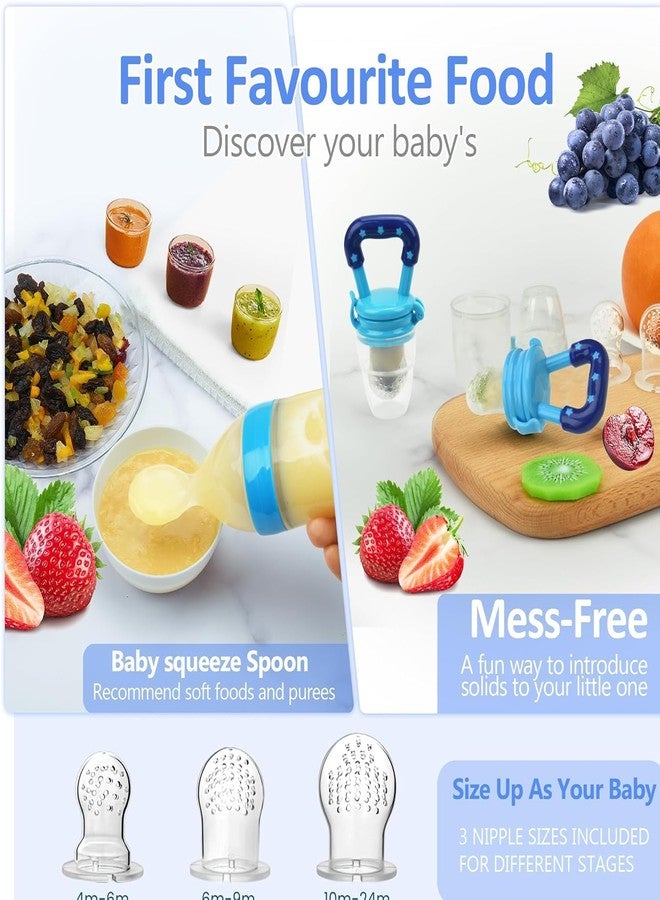 click2shop Baby Fruit Feeder & Teether - Silicone Food Nibbler with Extra Mesh - Soft Pacifier Feeder for Infants - Bunny Design (Blue) - Image 2