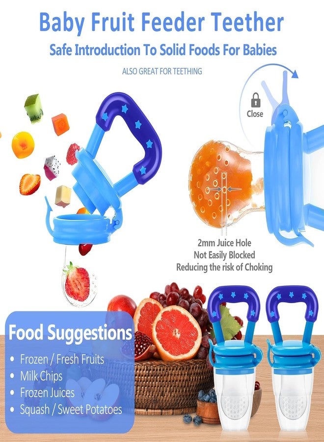 click2shop Baby Fruit Feeder & Teether - Silicone Food Nibbler with Extra Mesh - Soft Pacifier Feeder for Infants - Bunny Design (Blue) - Image 4
