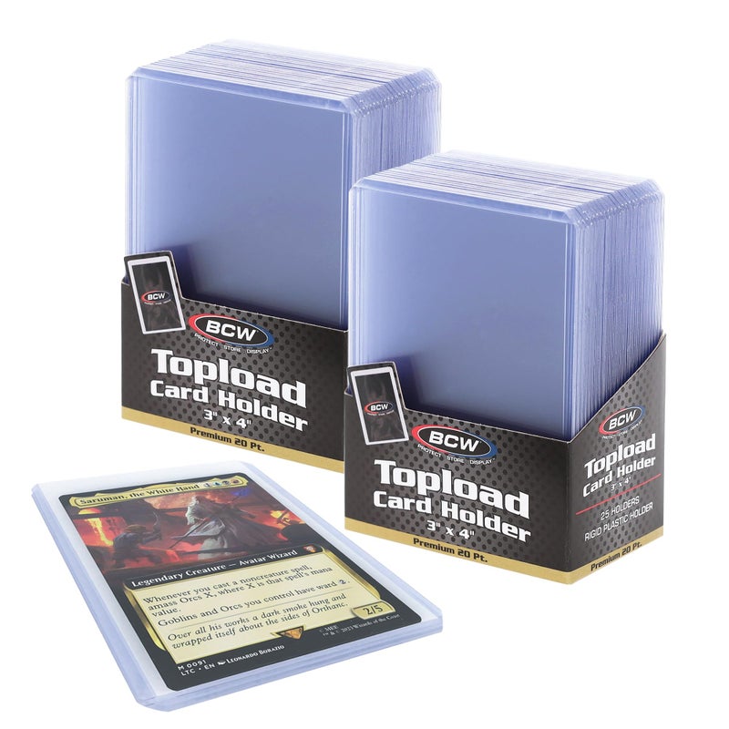 BCW 3x4 Topload Card Holder - Premium 20PT Thickness | 2 Pack (50 Total) | Quality Rigid PVC Protector for Standard Size Trading Cards | Card Holders for Sports Cards  MTG  Pokemon  and More - Image 1