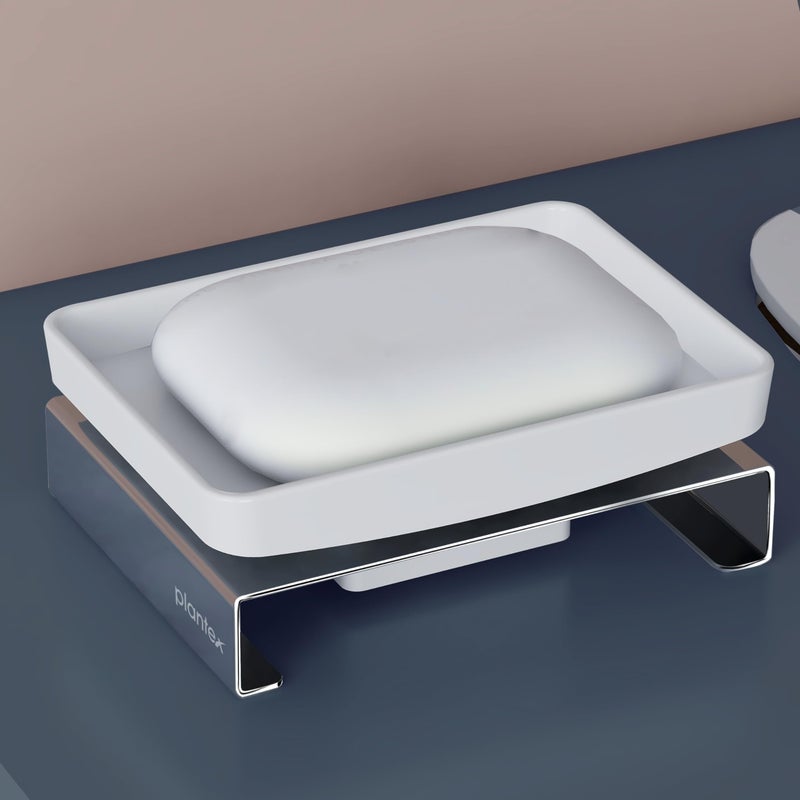 plantex Plantex Stainless Steel and ABS Single Soap Dish for Bathroom/Soap Stand/Soap Holder/Soap Storage for Bathroom/Bathroom Accessories - Table Top (Chrome & ABS)  - Image 1
