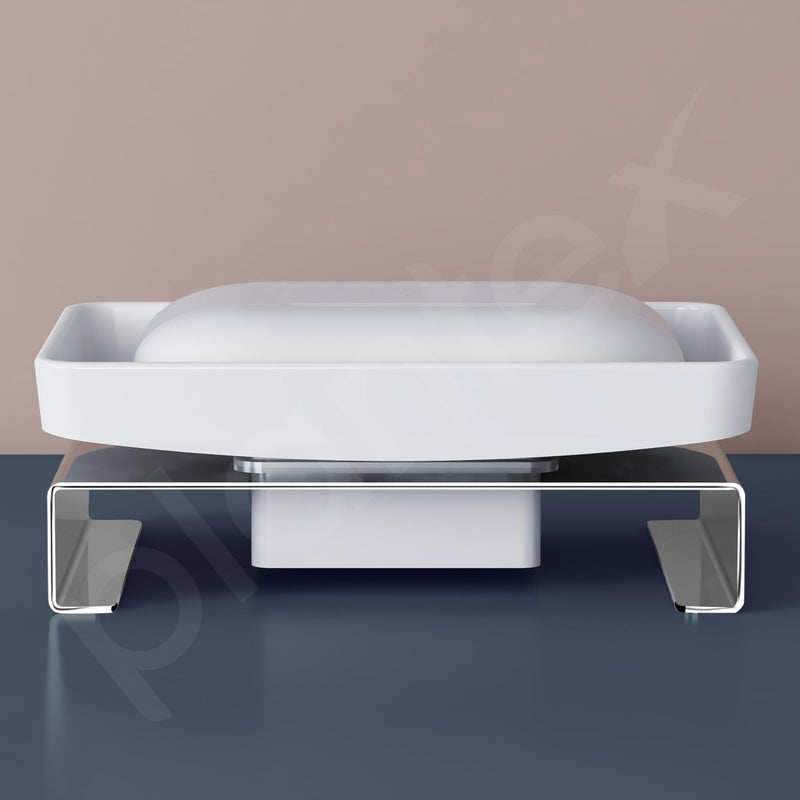 plantex Plantex Stainless Steel and ABS Single Soap Dish for Bathroom/Soap Stand/Soap Holder/Soap Storage for Bathroom/Bathroom Accessories - Table Top (Chrome & ABS)  - Image 3