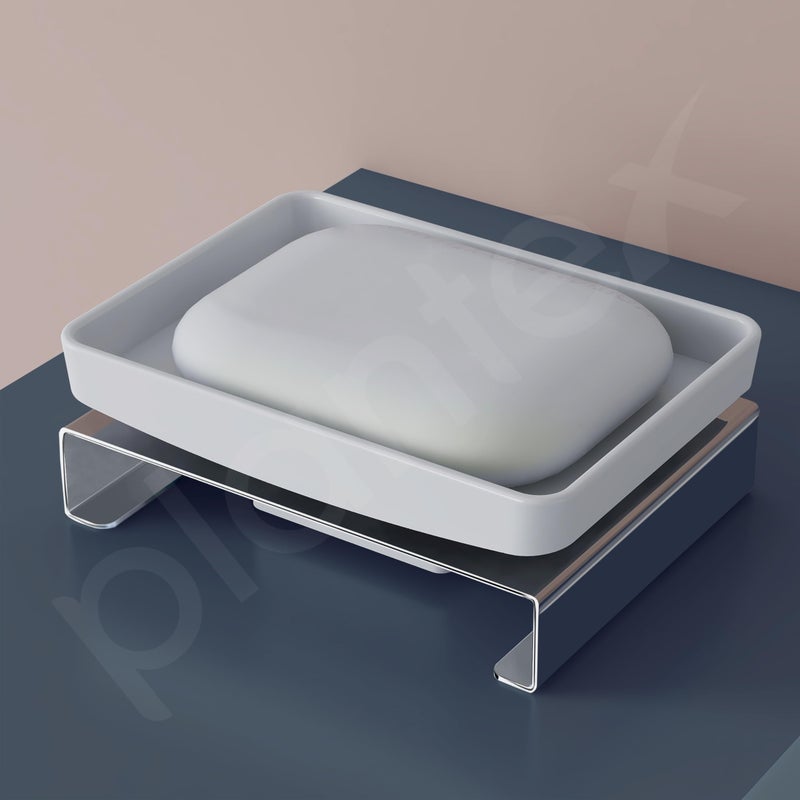 plantex Plantex Stainless Steel and ABS Single Soap Dish for Bathroom/Soap Stand/Soap Holder/Soap Storage for Bathroom/Bathroom Accessories - Table Top (Chrome & ABS)  - Image 5