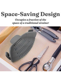 MIRFA Snap N Strain Pot Strainer and Pasta Strainer - Adjustable Silicone Clip On Strainer for Pots, Pans, and Bowls - Gray  - Image 5