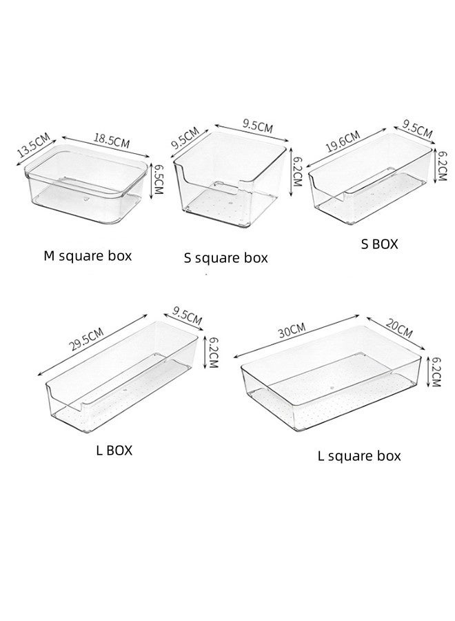 JCB CHIC 6pcs Clear Plastic Drawer Organizer Set,Desk Drawer Divider Organizers and Storage Bins Storage box for Makeup, Jewelry, Gadgets for Kitchen, Bedroom, Bathroom, Office - Image 2