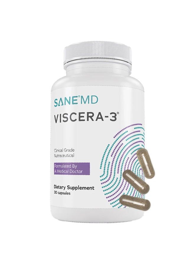 Sane MD - Viscera 3 Postbiotics with Tributyrin - Sodium Butyrate Supplement for Gas and Bloating Relief - Gut Health - IBS & Leaky Gut Butyric Acid Supplement - NSF Certified - 30 Capsules - Image 1