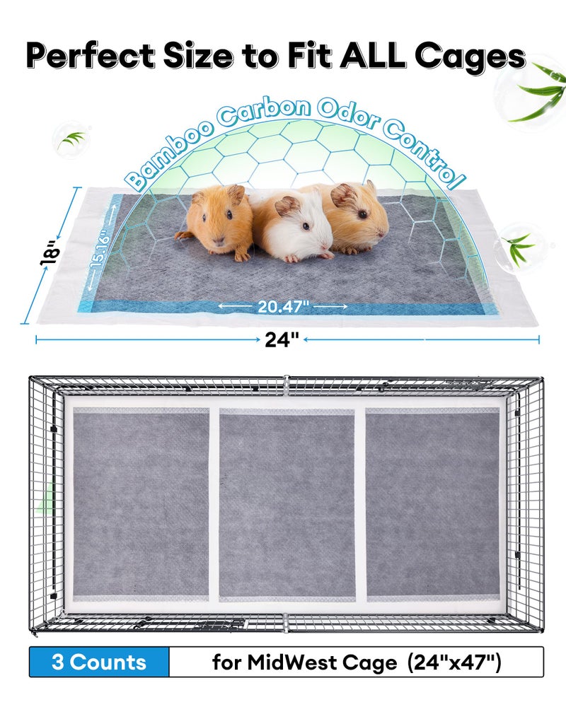 BUCATSTATE Disposable Guinea Pig Cage Liners 30 Count, Super Absorbent Guinea Pig Bedding, Bamboo Charcoal Odor Control Pee Pads for Rabbits, Ferrets and Birds (18''x24'') - Image 2