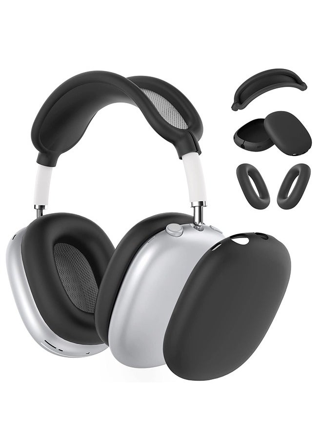 HY - Silicone Cases Suitable for Apple AirPods Max 3-in-1 Headphones Anti-Scratch Ear Cups Cover Headband Cover and Ear Pad Protector Case Skin Accessories (Black) - Image 1