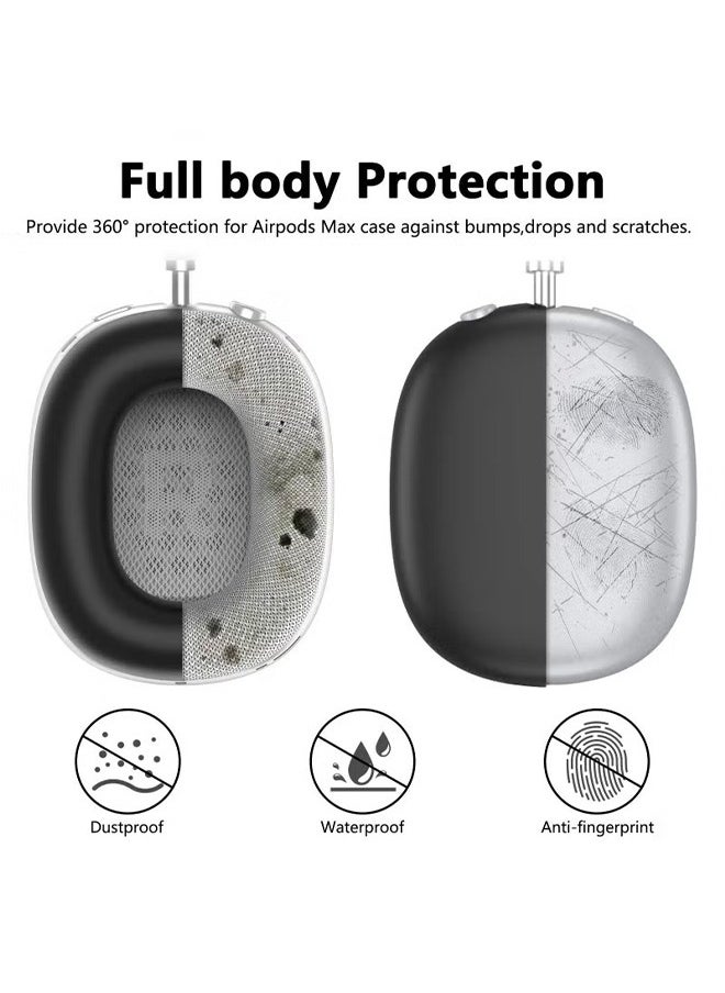 HY - Silicone Cases Suitable for Apple AirPods Max 3-in-1 Headphones Anti-Scratch Ear Cups Cover Headband Cover and Ear Pad Protector Case Skin Accessories (Black) - Image 1