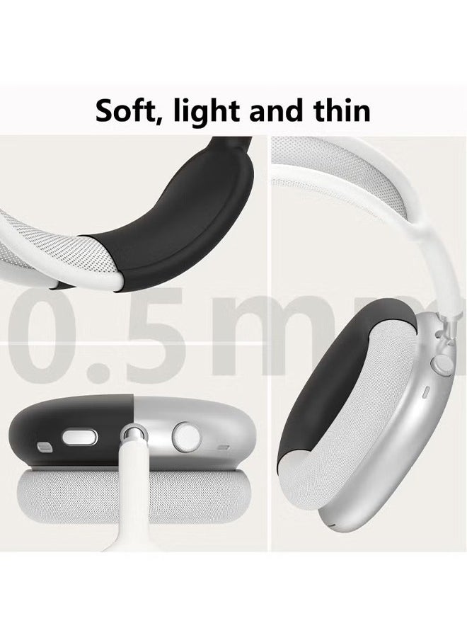 HY - Silicone Cases Suitable for Apple AirPods Max 3-in-1 Headphones Anti-Scratch Ear Cups Cover Headband Cover and Ear Pad Protector Case Skin Accessories (Black) - Image 1