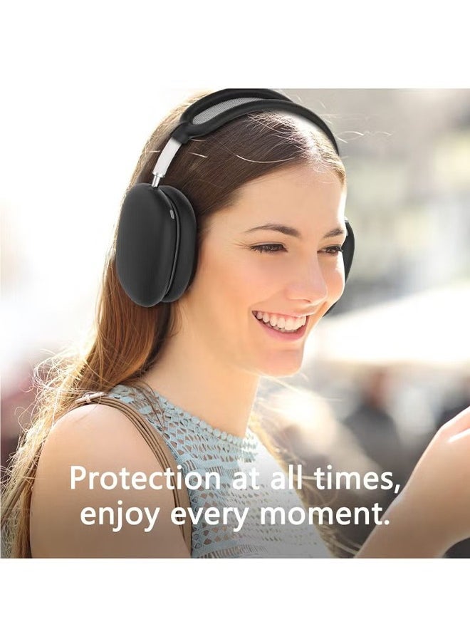 HY - Silicone Cases Suitable for Apple AirPods Max 3-in-1 Headphones Anti-Scratch Ear Cups Cover Headband Cover and Ear Pad Protector Case Skin Accessories (Black) - Image 1