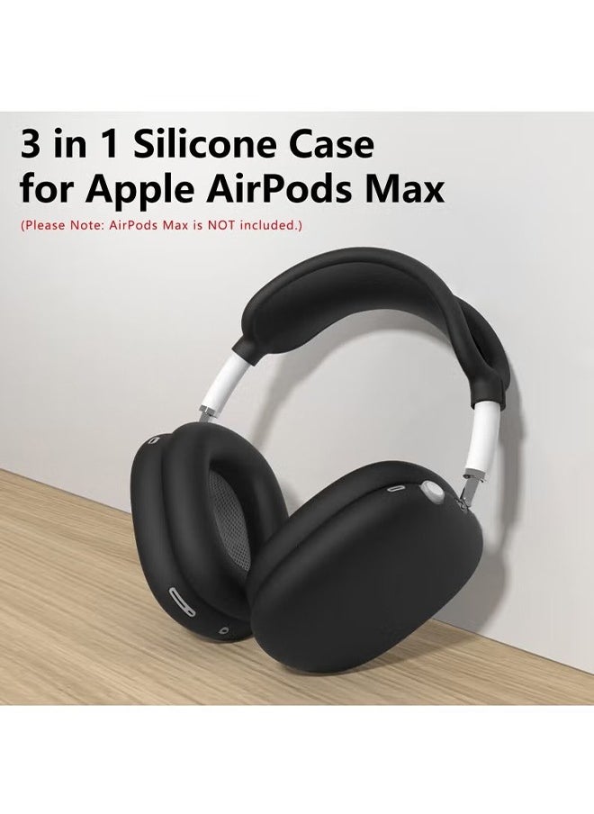 HY - Silicone Cases Suitable for Apple AirPods Max 3-in-1 Headphones Anti-Scratch Ear Cups Cover Headband Cover and Ear Pad Protector Case Skin Accessories (Black) - Image 1