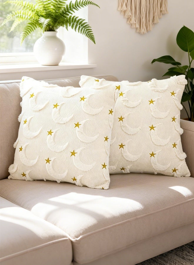 TAPIT Ramadan Throw Pillow 2PCS 45 * 45CM Moon and Stars Square Pillow Cover Comfortable Ramadan Eid Pillowcase Cushion with Zipper for Party Home Sofa Couch Ramadan Decor - Image 1