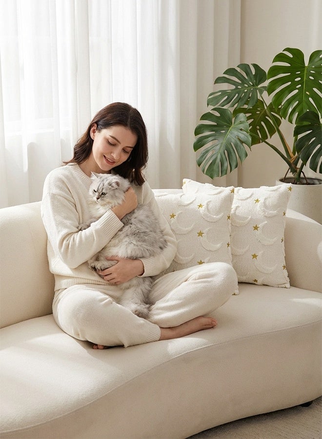 TAPIT Ramadan Throw Pillow 2PCS 45 * 45CM Moon and Stars Square Pillow Cover Comfortable Ramadan Eid Pillowcase Cushion with Zipper for Party Home Sofa Couch Ramadan Decor - Image 2