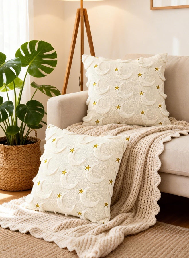 TAPIT Ramadan Throw Pillow 2PCS 45 * 45CM Moon and Stars Square Pillow Cover Comfortable Ramadan Eid Pillowcase Cushion with Zipper for Party Home Sofa Couch Ramadan Decor - Image 4