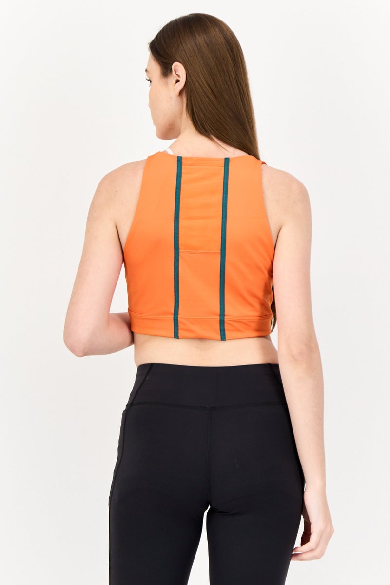 New Balance Women Brand Logo Lightly Padded Sports Bra, Orange  - Image 3