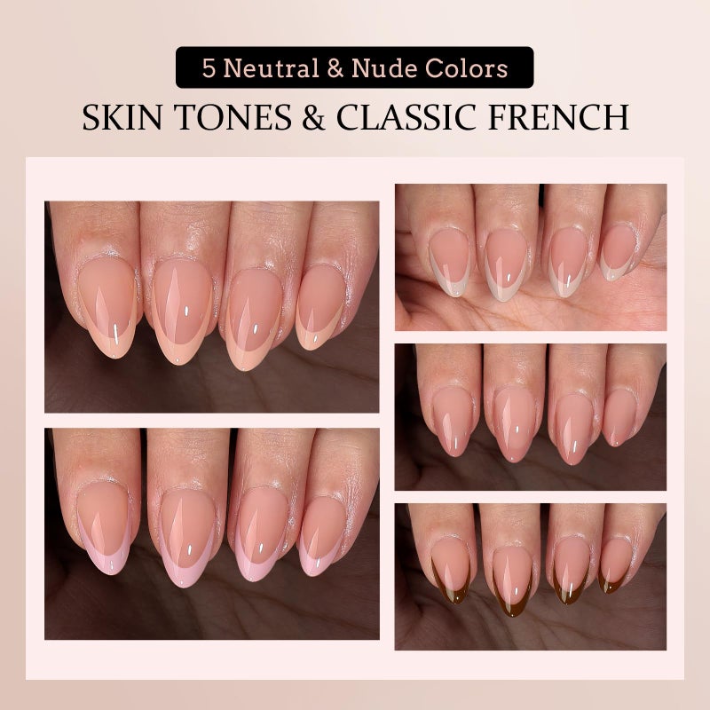 BTArtboxnails XCOATTIPS Press on Nails - French Tip Press on Nails, Fall Nails Short Almond Nail Tips, Skin Tones Soft Gel Nails False Nail, Soak Off Acrylic Nails Extensions Art - Image 3