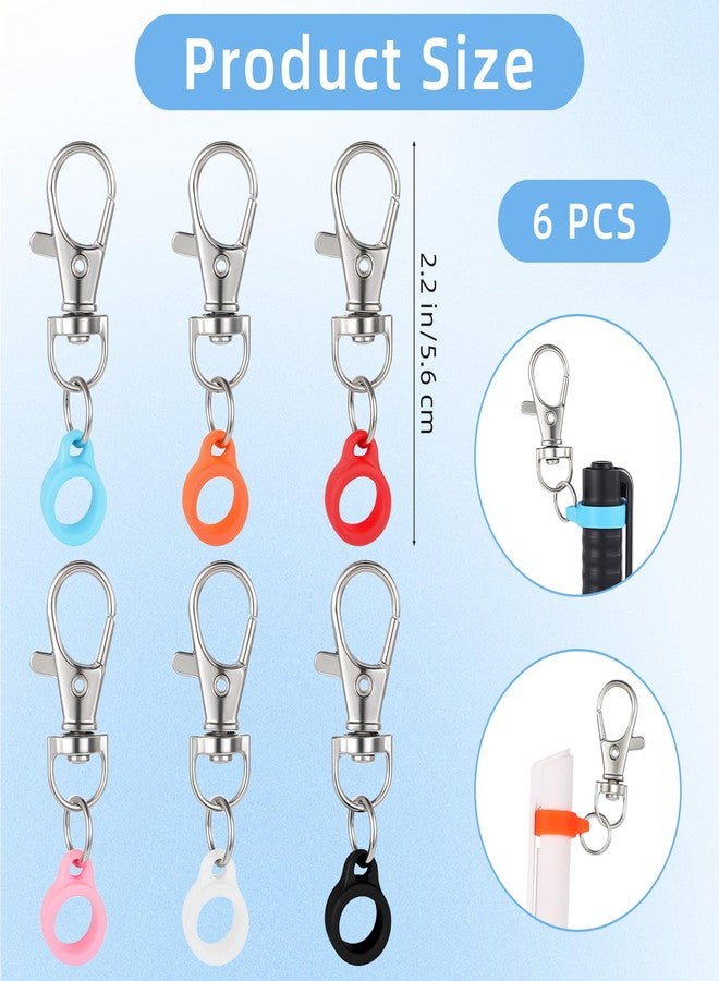 Wanmu Colorful Pen Holder 6Pcs Silicone Pen Clips with Lobster Clasp Pen Holder for Lanyard Nurse Supplies Pen Converter, Retractable Pen Holders for Nurses, Badge Reel Accessories - Image 2