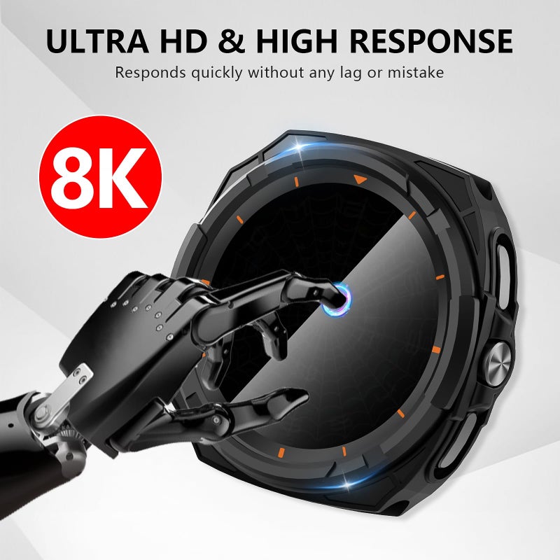 Suoman 2+2 Pack for Samsung Galaxy Watch 8 Classic 46mm Privacy Case, [3-in-1] [Anti-Peeping] Tempered Glass Screen Protector+ All-Around Protective TPU Bumper Cover - Image 3